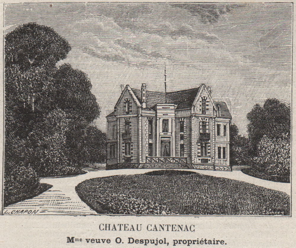 SAINT-ÉMILIONNAIS. SAINT-ÉMILION. Chateau Cantenac. Despujol. SMALL 1908 print